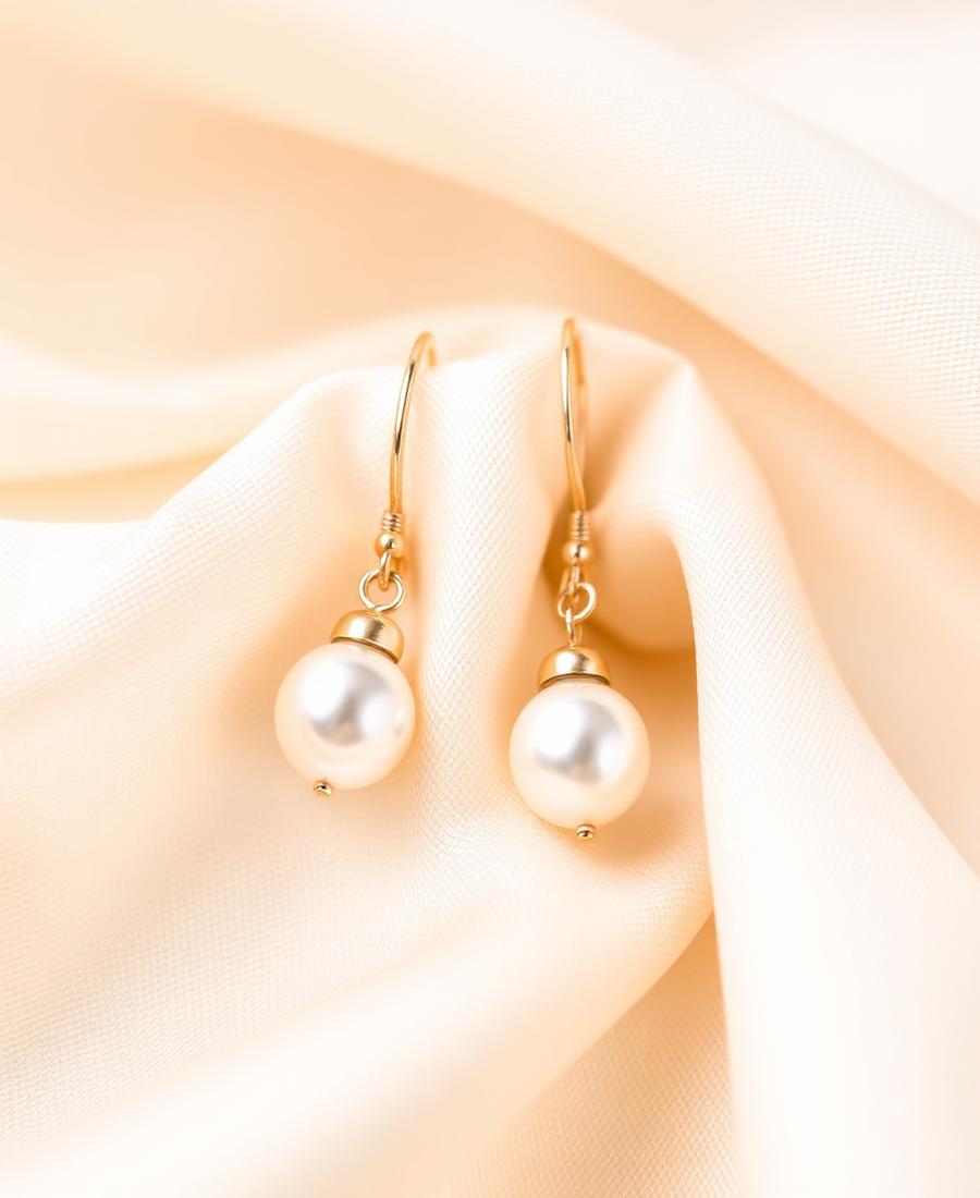Gold Pearl Drop Earrings